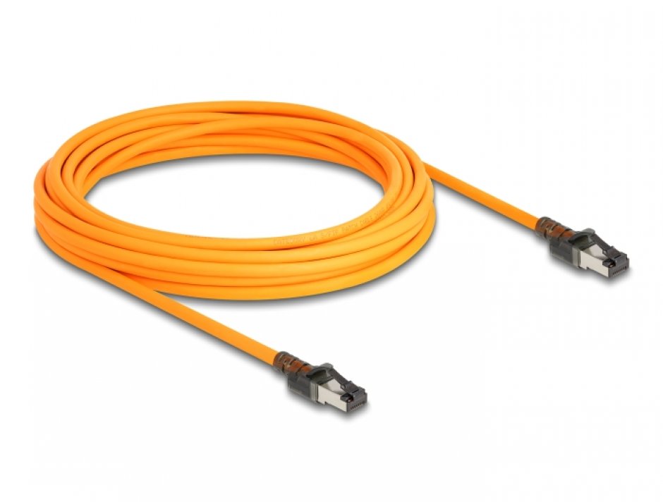Imagine Cablu de retea RJ45 Cat.6A S/FTP T-T cu port finder Self Tracing USB-C 7.5m Orange, Delock 80415